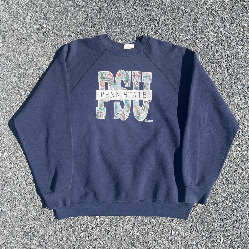 Vintage 1990s paisley Style Font Penn State University sweater size L